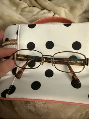 Coach Gold Metal brown and turq Rectangular Glasses with Tortoiseshell Temples